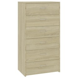vidaXL Sideboard 6 Schubladen Sonoma-Eiche 50x34x96 cm Holzwerkstoff