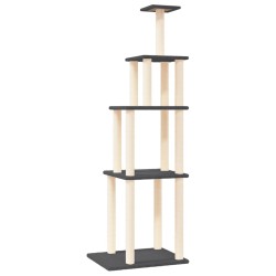 vidaXL Kratzbaum mit Sisal-Kratzsäulen Dunkelgrau 183 cm