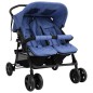 vidaXL Zwillingskinderwagen Marineblau Stahl vidaXL Zwillingskinderwagen Marineblau Stahl