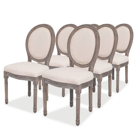 vidaXL Esszimmerstühle 6 Stk. Creme Stoff 