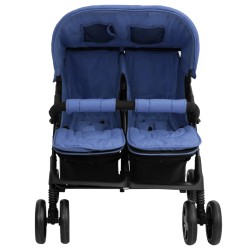 vidaXL Zwillingskinderwagen Marineblau Stahl