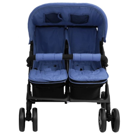vidaXL Zwillingskinderwagen Marineblau Stahl