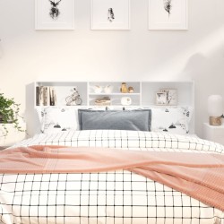 vidaXL Bett-Kopfteil mit Ablagen Hochglanz-Weiß 180x19x103,5 cm