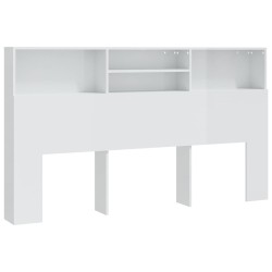 vidaXL Bett-Kopfteil mit Ablagen Hochglanz-Weiß 180x19x103,5 cm