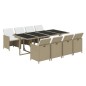 vidaXL 9-tlg. Garten-Essgruppe mit Kissen Poly Rattan Beige vidaXL 9-tlg. Garten-Essgruppe mit Kissen Poly Rattan Beige