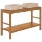 vidaXL Waschtisch Massivholz Teak mit Waschbecken Marmor Creme vidaXL Waschtisch Massivholz Teak mit Waschbecken Marmor Creme