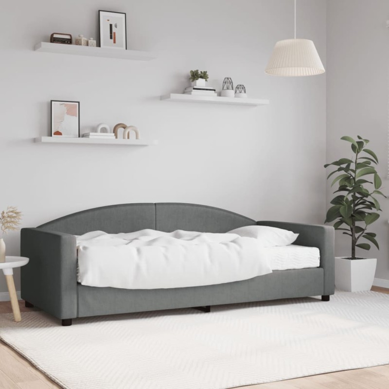 vidaXL Tagesbett mit Matratze Dunkelgrau 90x190 cm Stoff vidaXL Tagesbett mit Matratze Dunkelgrau 90x190 cm Stoff