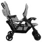 Tandem-Zwillingskinderwagen Hellgrau Stahl Tandem-Zwillingskinderwagen Hellgrau Stahl