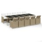 vidaXL 11-tlg. Garten-Essgruppe mit Kissen Poly Rattan Beige vidaXL 11-tlg. Garten-Essgruppe mit Kissen Poly Rattan Beige
