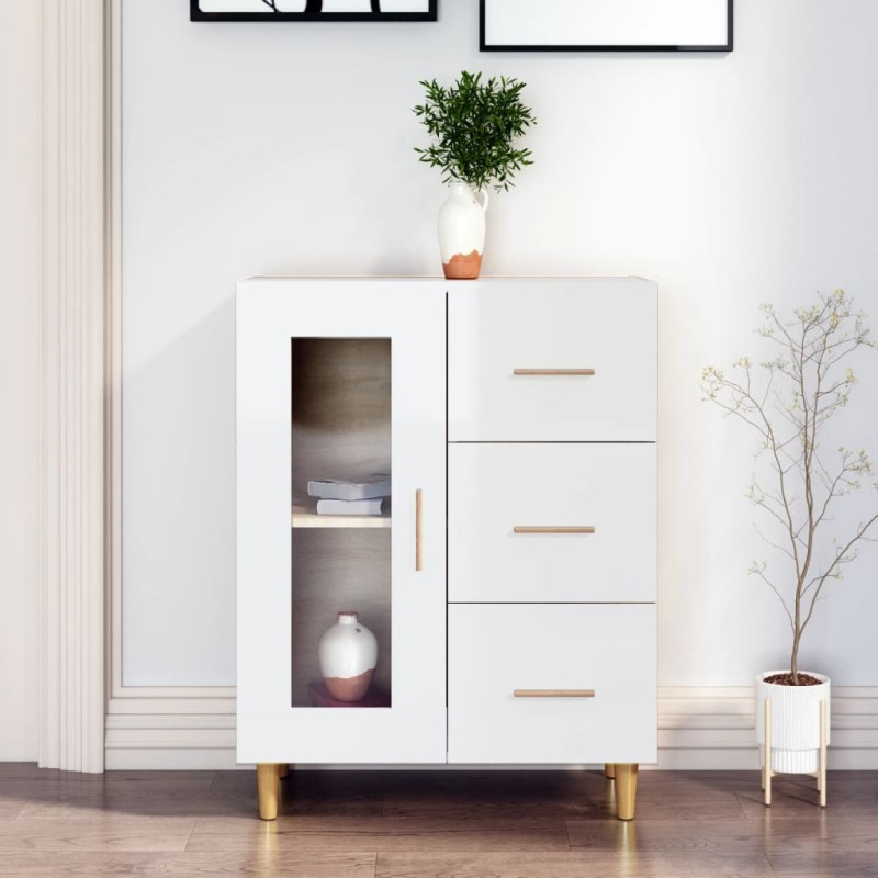 vidaXL Sideboard Hochglanz-Weiß 69,5x34x90 cm Holzwerkstoff vidaXL Sideboard Hochglanz-Weiß 69,5x34x90 cm Holzwerkstoff