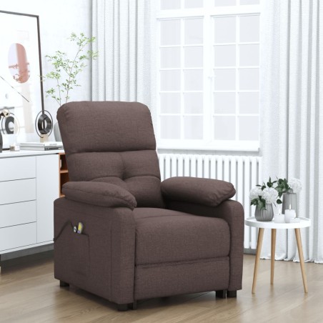 vidaXL Massagesessel Elektrisch Dunkelbraun Stoff