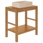 vidaXL Waschtisch Massivholz Teak mit Waschbecken Marmor Creme