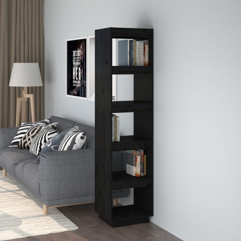 vidaXL Bücherregal/Raumteiler Schwarz 40x35x167 cm Massivholz Kiefer vidaXL Bücherregal/Raumteiler Schwarz 40x35x167 cm Massivholz Kiefer