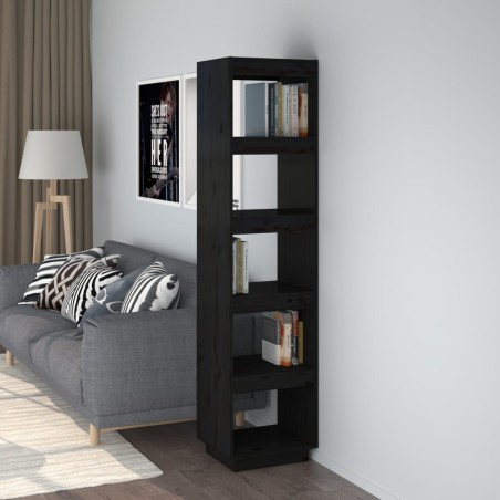 vidaXL Bücherregal/Raumteiler Schwarz 40x35x167 cm Massivholz Kiefer