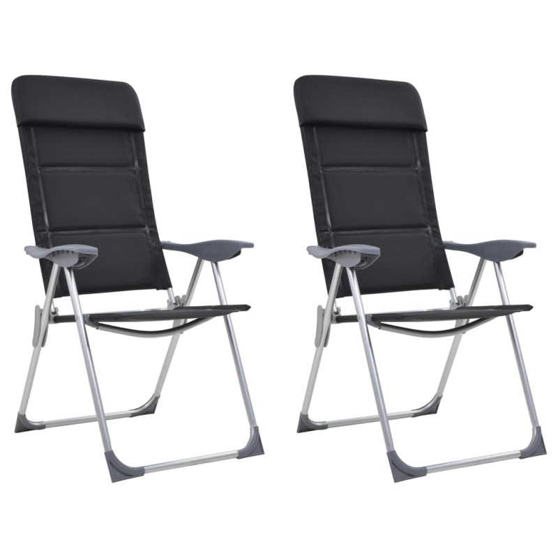 Campingstuhl 2 Stk. Schwarz 58 x 69 x 111 cm Aluminium Campingstuhl 2 Stk. Schwarz 58 x 69 x 111 cm Aluminium