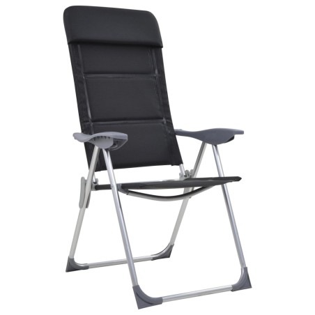 Campingstuhl 2 Stk. Schwarz 58 x 69 x 111 cm Aluminium