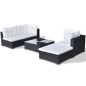 5-tlg. Garten-Lounge-Set mit Auflagen Poly Rattan Schwarz 5-tlg. Garten-Lounge-Set mit Auflagen Poly Rattan Schwarz