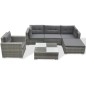6-tlg. Garten-Lounge-Set mit Auflagen Poly Rattan Grau 6-tlg. Garten-Lounge-Set mit Auflagen Poly Rattan Grau