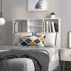 vidaXL Bett-Kopfteil mit Ablagen Hochglanz-Weiß 100x19x103,5 cm