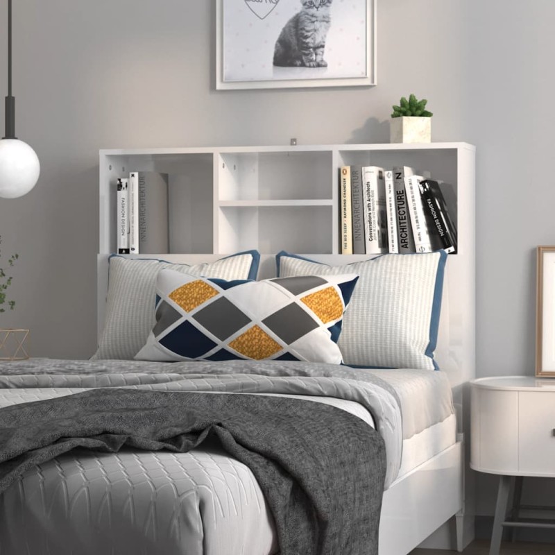 vidaXL Bett-Kopfteil mit Ablagen Hochglanz-Weiß 100x19x103,5 cm vidaXL Bett-Kopfteil mit Ablagen Hochglanz-Weiß 100x19x103,5 cm