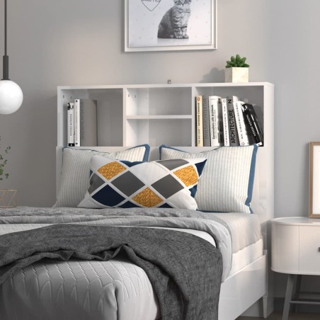 vidaXL Bett-Kopfteil mit Ablagen Hochglanz-Weiß 100x19x103,5 cm