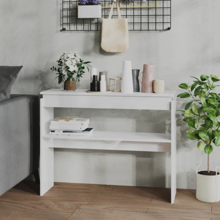 vidaXL Konsolentisch Hochglanz-Weiß 102x30x80 cm Holzwerkstoff