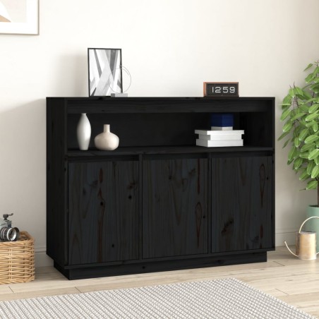 vidaXL Sideboard Schwarz 104,5x34x80 cm Massivholz Kiefer