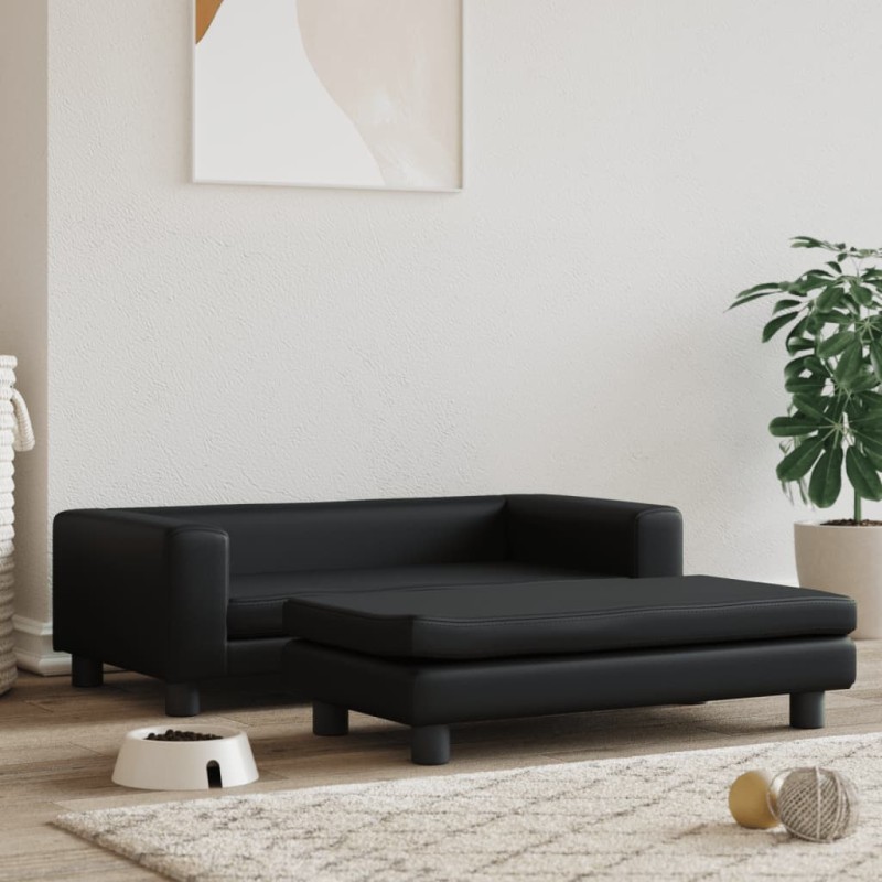 vidaXL Hundebett mit Verlängerung Schwarz 100x50x30 cm Kunstleder vidaXL Hundebett mit Verlängerung Schwarz 100x50x30 cm Kunstleder