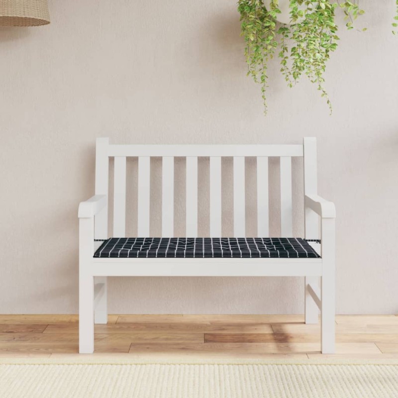 vidaXL Gartenbank-Auflage Schwarz Karomuster 120x50x3 cm Oxford-Gewebe vidaXL Gartenbank-Auflage Schwarz Karomuster 120x50x3 cm Oxford-Gewebe