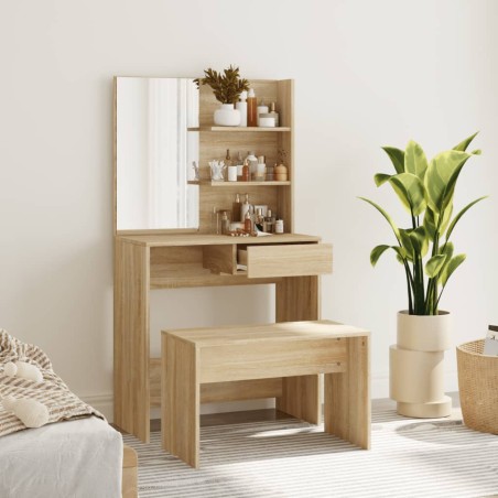 vidaXL Schminktisch-Set Sonoma-Eiche 74,5x40x141 cm