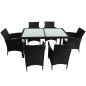 7-tlg. Garten-Essgruppe mit Auflagen Poly Rattan Schwarz 7-tlg. Garten-Essgruppe mit Auflagen Poly Rattan Schwarz