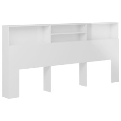 vidaXL Kopfteil mit Ablagen Hochglanz-Weiß 220x19x103,5 cm