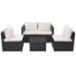 vidaXL 5-tlg. Garten-Lounge-Set mit Auflagen Poly Rattan Schwarz vidaXL 5-tlg. Garten-Lounge-Set mit Auflagen Poly Rattan Schwarz