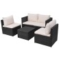vidaXL 5-tlg. Garten-Lounge-Set mit Auflagen Poly Rattan Schwarz vidaXL 5-tlg. Garten-Lounge-Set mit Auflagen Poly Rattan Schwarz