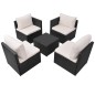 vidaXL 5-tlg. Garten-Lounge-Set mit Auflagen Poly Rattan Schwarz vidaXL 5-tlg. Garten-Lounge-Set mit Auflagen Poly Rattan Schwarz