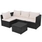 vidaXL 5-tlg. Garten-Lounge-Set mit Auflagen Poly Rattan Schwarz vidaXL 5-tlg. Garten-Lounge-Set mit Auflagen Poly Rattan Schwarz