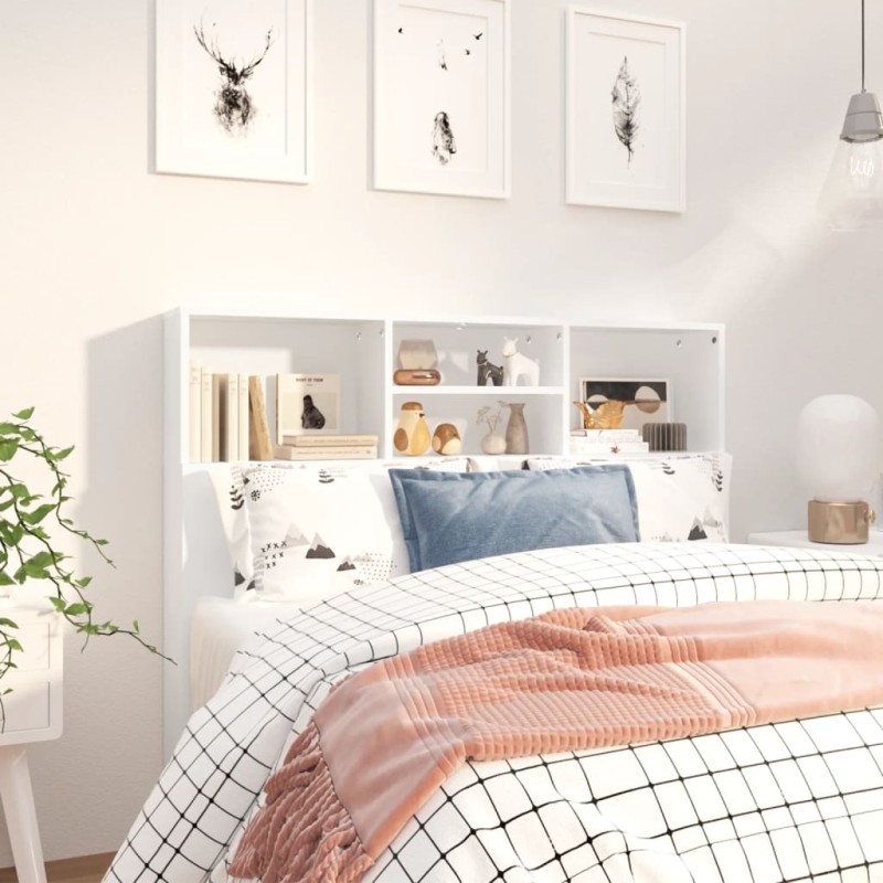 vidaXL Bett-Kopfteil mit Ablagen Weiß 120x19x103,5 cm