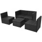 vidaXL 5-tlg. Garten-Lounge-Set mit Auflagen Poly Rattan Schwarz vidaXL 5-tlg. Garten-Lounge-Set mit Auflagen Poly Rattan Schwarz