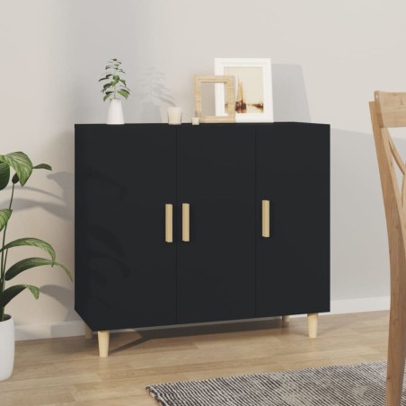 vidaXL Sideboard Schwarz 90x34x80 cm Holzwerkstoff