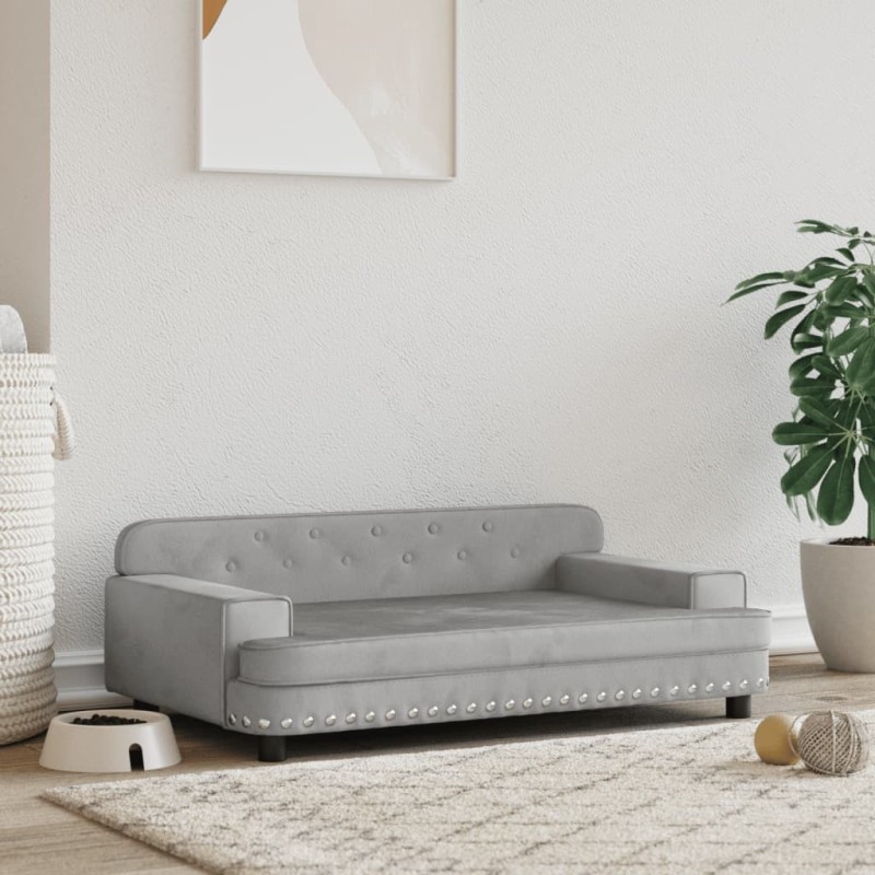 vidaXL Hundebett Hellgrau 90x53x30 cm Samt vidaXL Hundebett Hellgrau 90x53x30 cm Samt