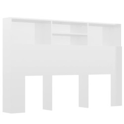 vidaXL Bett-Kopfteil mit Ablagen Hochglanz-Weiß 160x19x103,5 cm