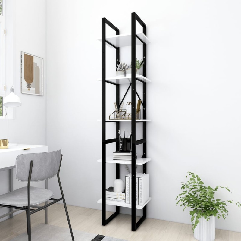 vidaXL Bücherregal 5 Fächer Weiß 40x30x175 cm Holzwerkstoff vidaXL Bücherregal 5 Fächer Weiß 40x30x175 cm Holzwerkstoff