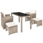 5-tlg. Garten-Essgruppe mit Auflagen Poly Rattan Beige 5-tlg. Garten-Essgruppe mit Auflagen Poly Rattan Beige