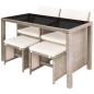 5-tlg. Garten-Essgruppe mit Auflagen Poly Rattan Beige 5-tlg. Garten-Essgruppe mit Auflagen Poly Rattan Beige
