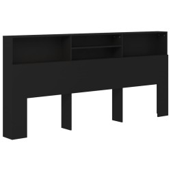 vidaXL Kopfteil mit Ablagen Schwarz 220x19x103,5 cm