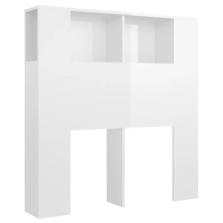 vidaXL Kopfteil mit Ablagen Hochglanz-Weiß 100x18,5x104,5 cm