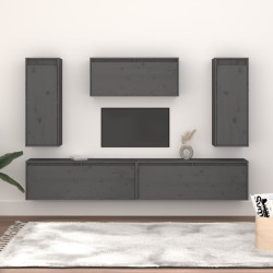 vidaXL TV-Schränke 5 Stk. Grau Massivholz Kiefer
