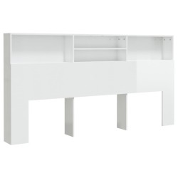 vidaXL Kopfteil mit Ablagen Hochglanz-Weiß 200x19x103,5 cm