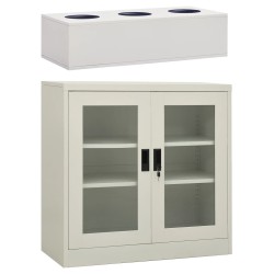vidaXL Büroschrank mit Pflanzkasten Hellgrau 90x40x113 cm Stahl  