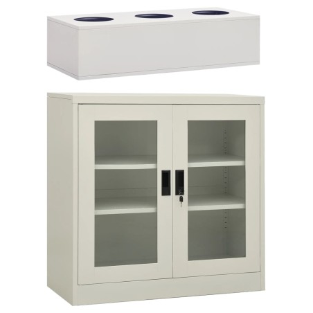 vidaXL Büroschrank mit Pflanzkasten Hellgrau 90x40x113 cm Stahl  